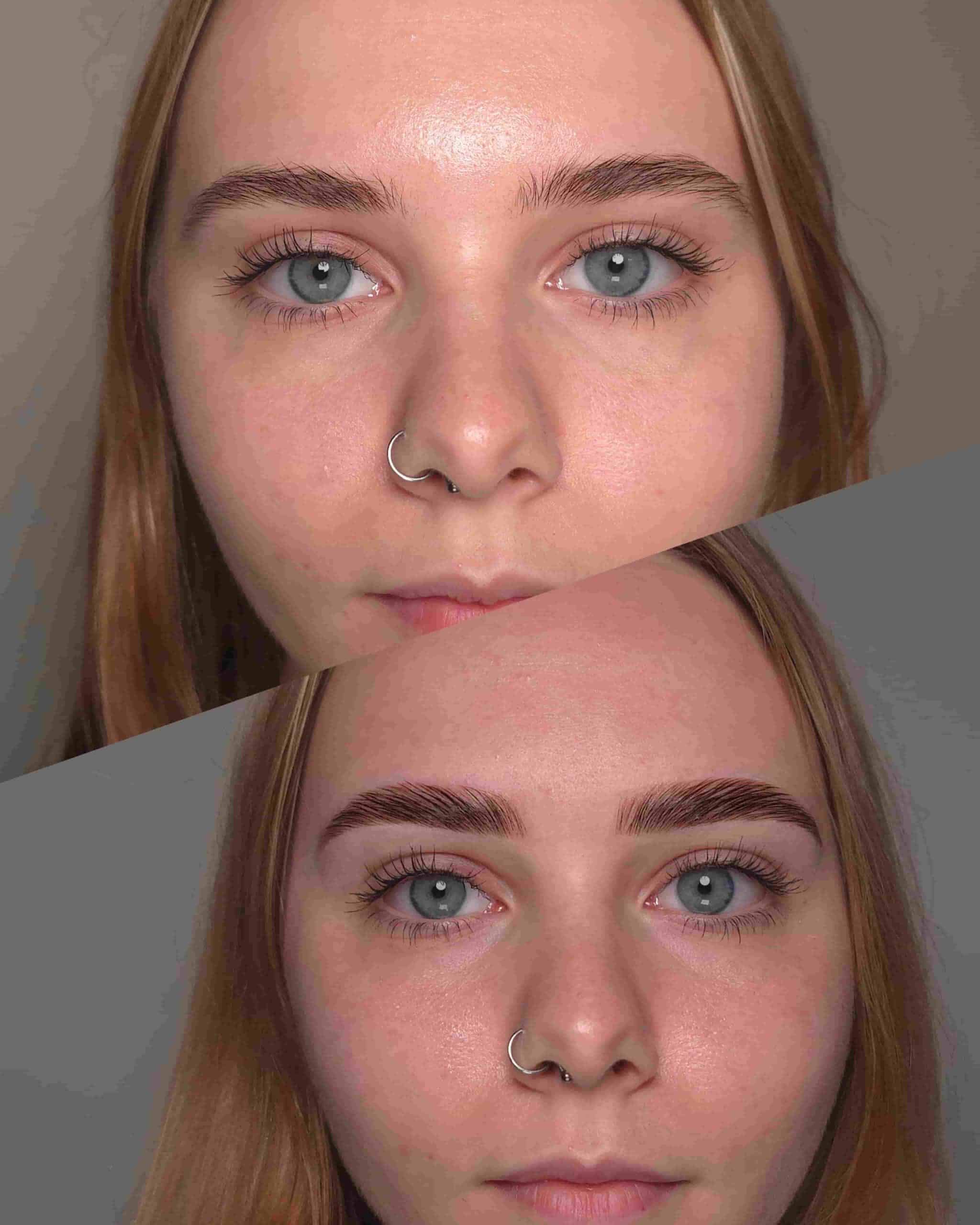 Stylizacja brwi w stylu soft glam – subtelny i elegancki efekt.