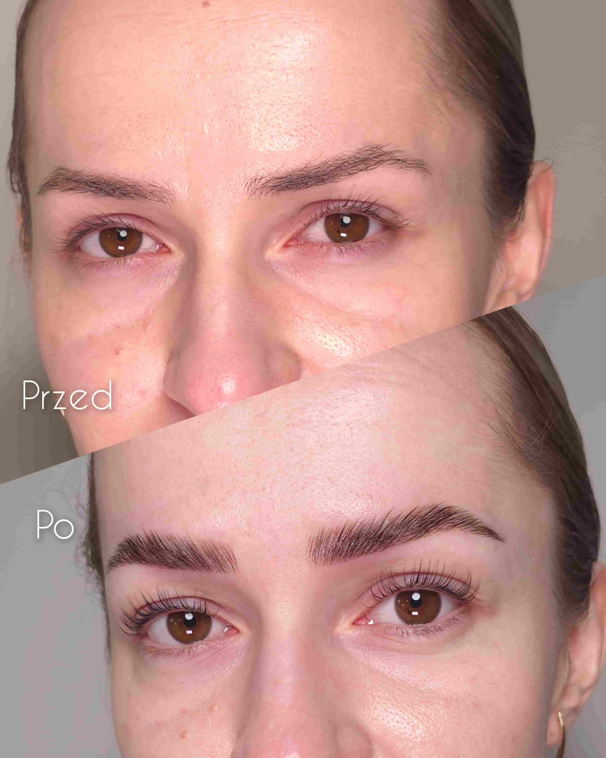 Laminacja brwi – widok z profilu po stylizacji w Krakowie