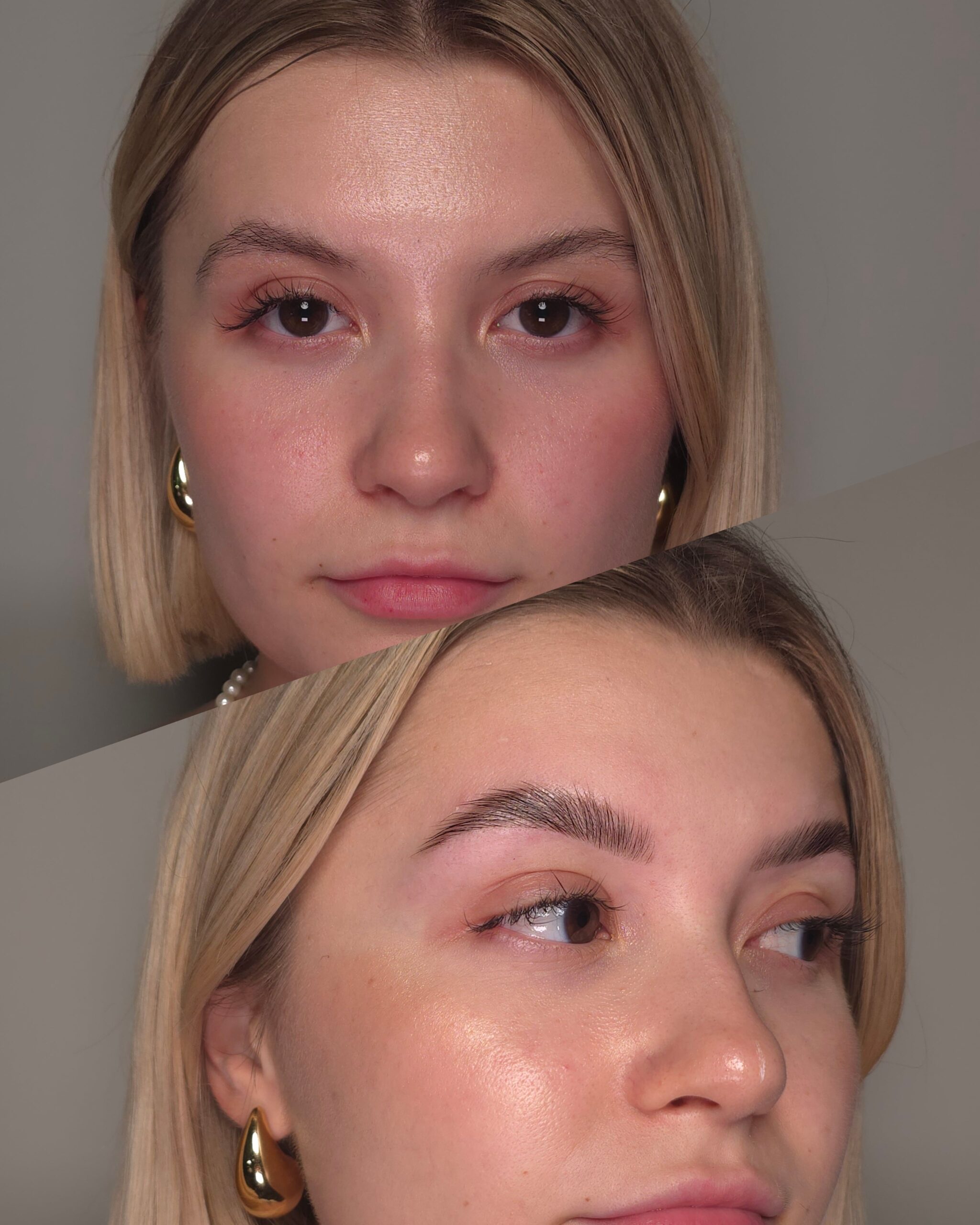 Laminacja brwi – widok z profilu po stylizacji w Krakowie