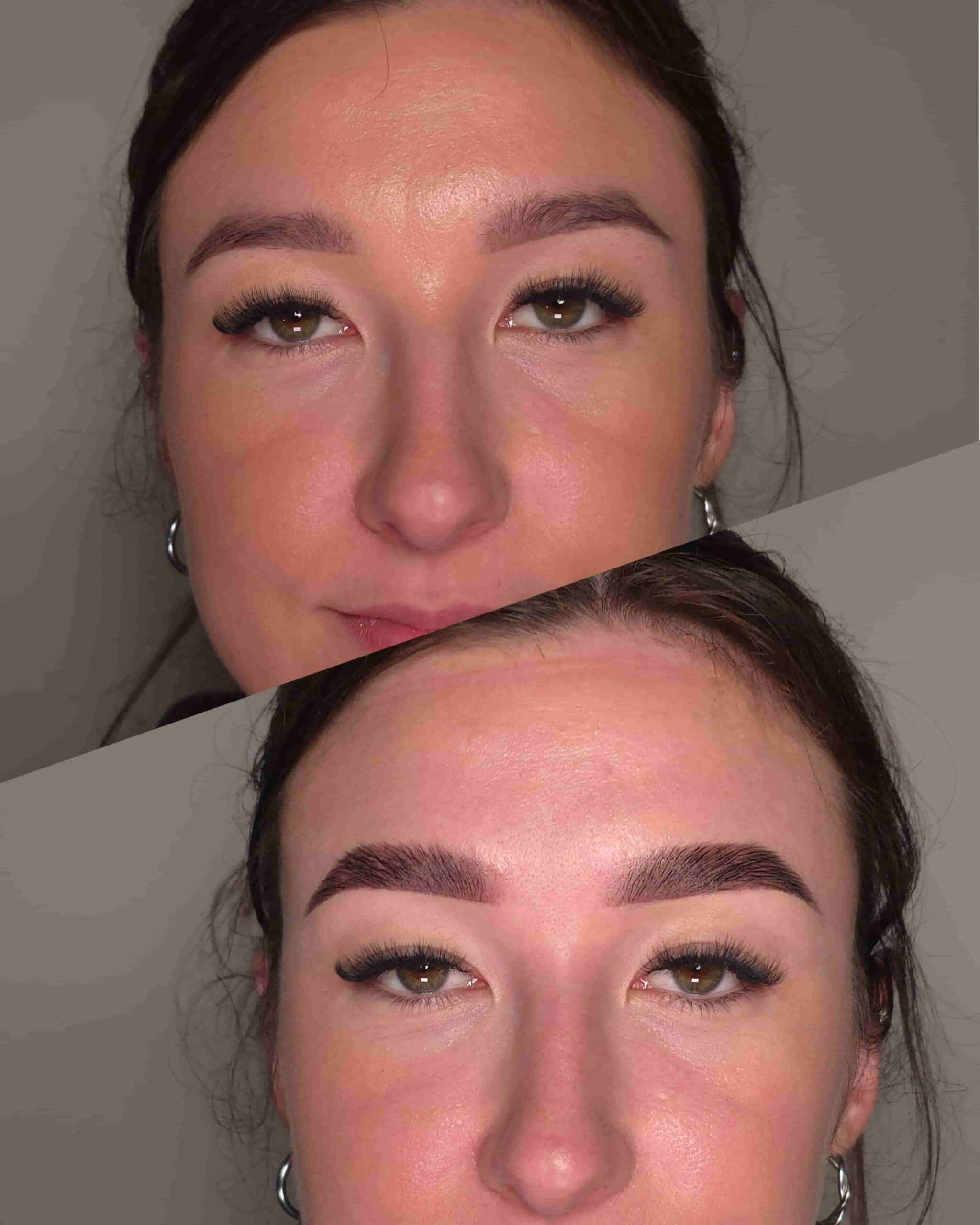 Stylizacja brwi dla brunetki w Krakowie – intensywny, głęboki kolor.