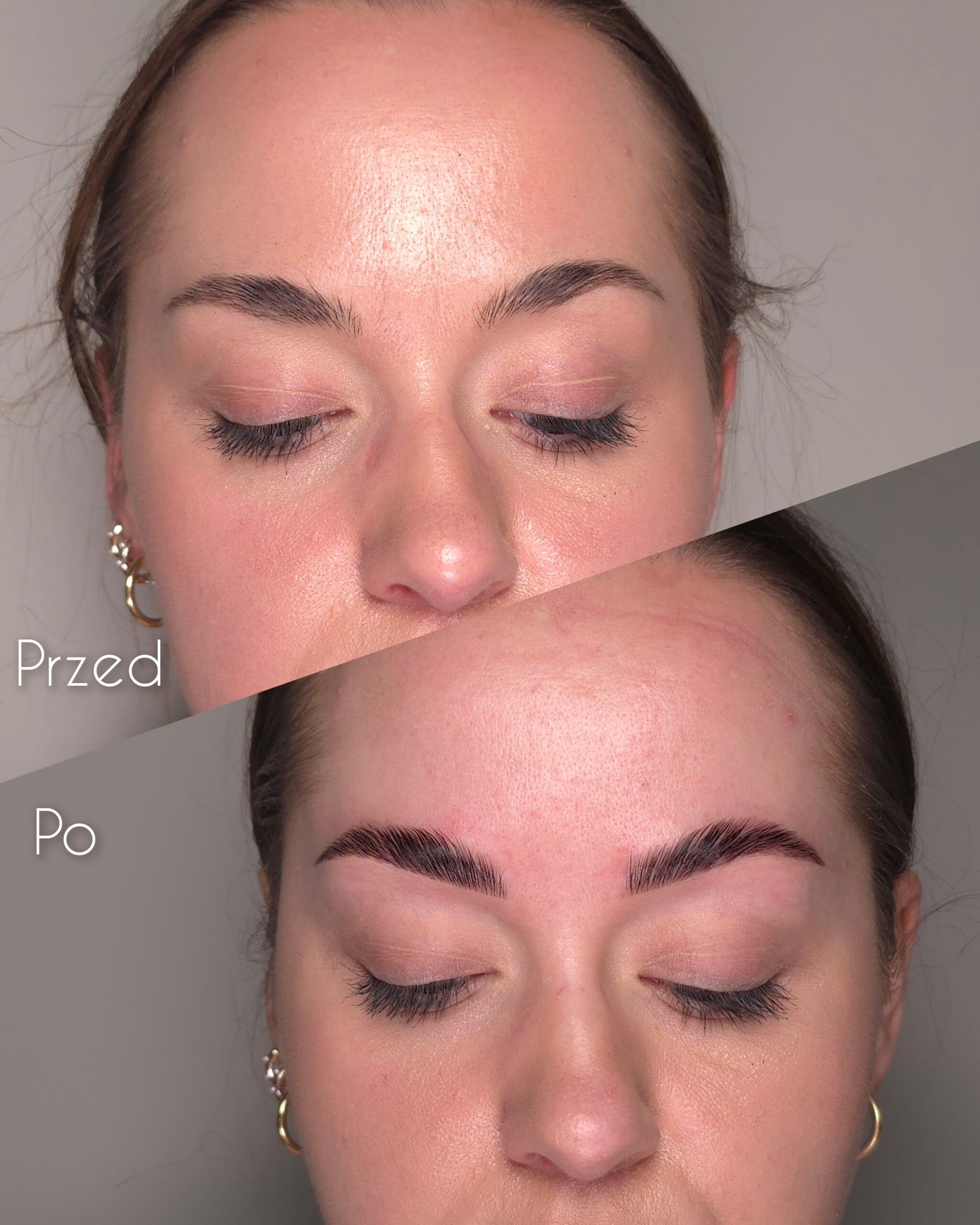 Henna pudrowa brwi ombre w Krakowie – miękkie przejścia koloru.