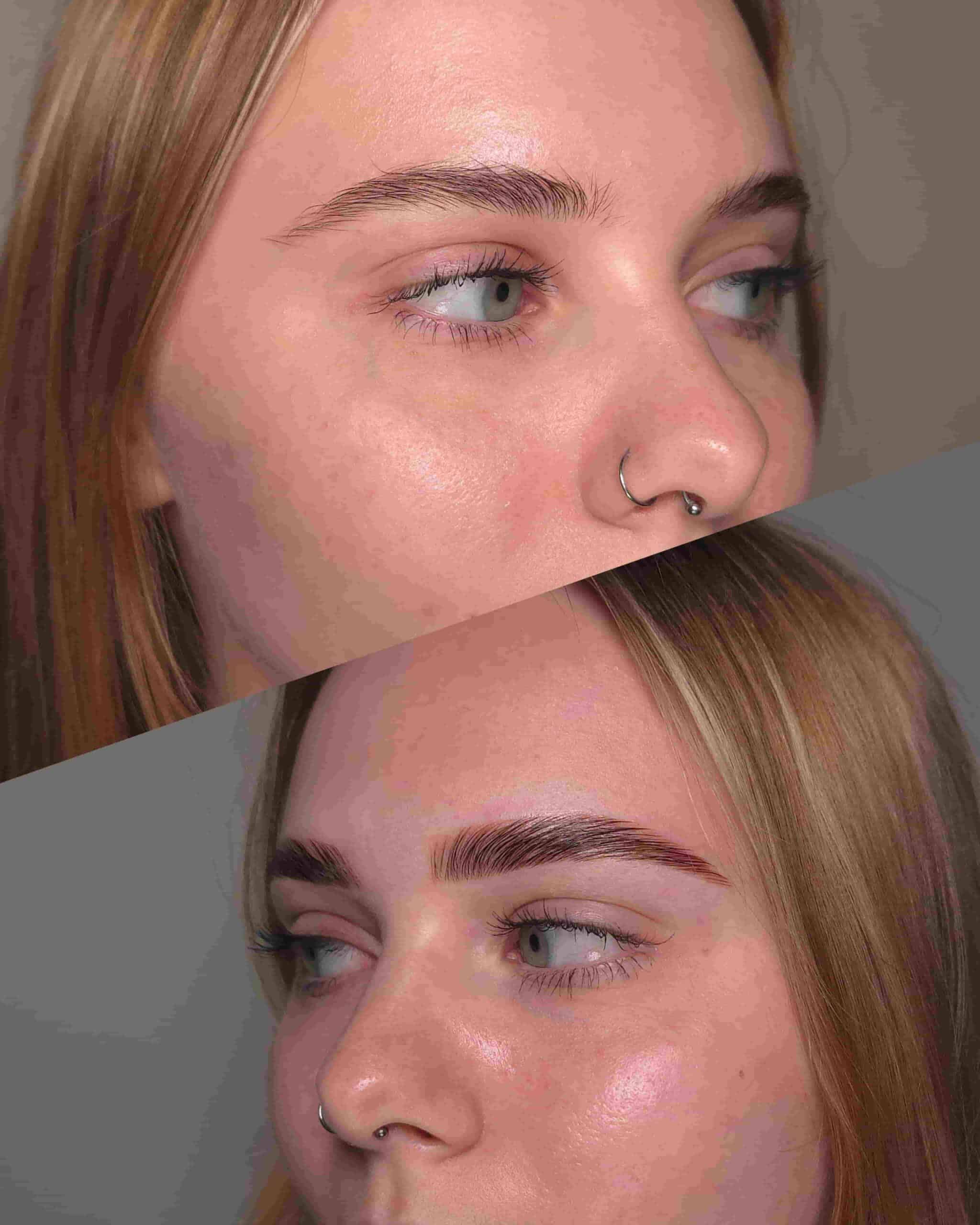 Perfekcyjna symetria brwi po zabiegu.